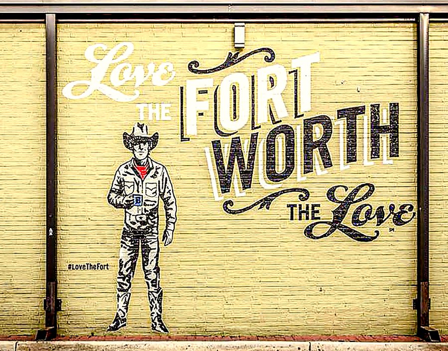 "Love The Fort Worth The Love" mural near The Cooper in Fort Worth's Near Southside