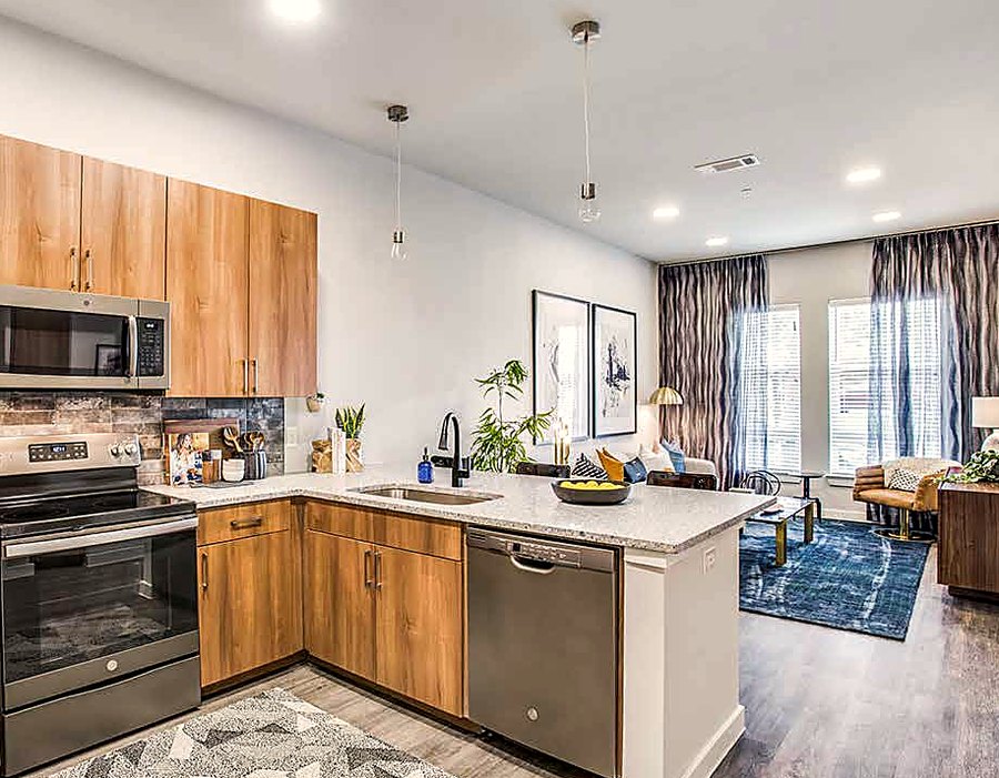 Modern kitchen in a Cooper apartment home